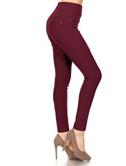 Women's Cotton Blend Stretch Pull-on Jeggings Casual Pants with Pockets (Available in Plus Size)