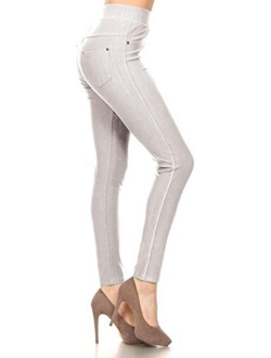 Women's Cotton Blend Stretch Pull-on Jeggings Casual Pants with Pockets (Available in Plus Size)