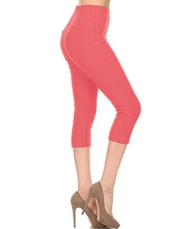 Women's Cotton Blend Stretch Pull-on Jeggings Casual Pants with Pockets (Available in Plus Size)