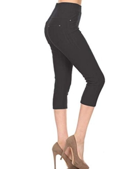 Women's Cotton Blend Stretch Pull-on Jeggings Casual Pants with Pockets (Available in Plus Size)