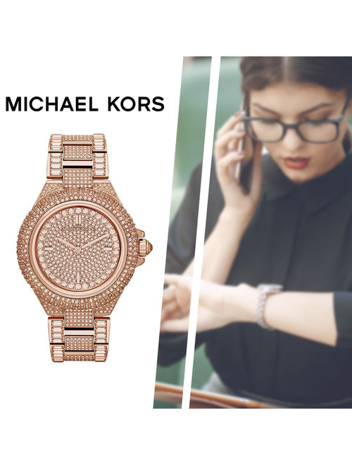 Michael Kors Women's Camile Crystal Rose-Tone Stainless Steel Rose-Tone Dial MK5862