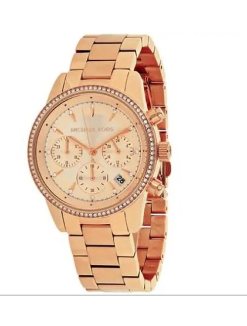 Michael Kors Ritz Quartz Movement Rose Gold Dial Ladies Watch MK6357