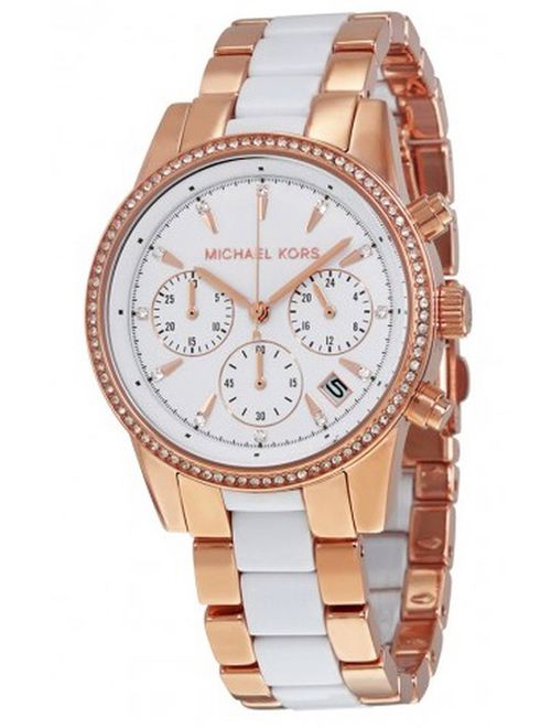 Michael Kors Women's Ritz Rose And White Chronograph Watch MK6324