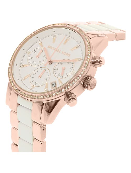 Michael Kors Women's Ritz Rose And White Chronograph Watch MK6324