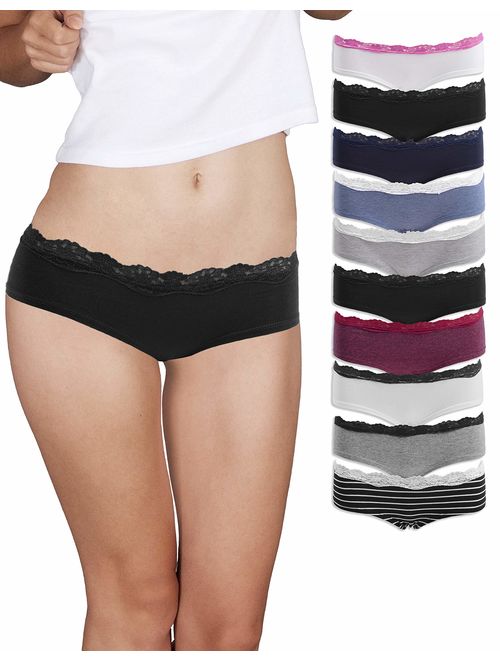 Buy Emprella Womens Lace Underwear Hipster Panties Cotton-Spandex-10 Pack  Colors and Patterns May Vary,Assorted online