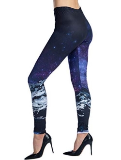 Ndoobiy Women's Printed Leggings Full-Length Regular Size Workout Legging Pants Soft Capri L1