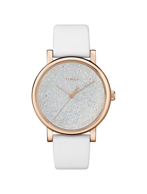 Timex Women's Crystal Opulence Blue/Gold Watch, Leather Strap