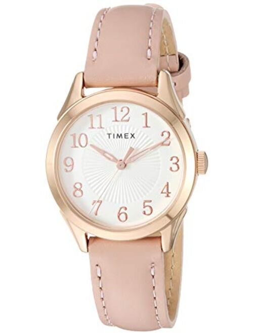 Timex Women's Briarwood 28mm Rose Gold Watch, Pink Genuine Leather Strap