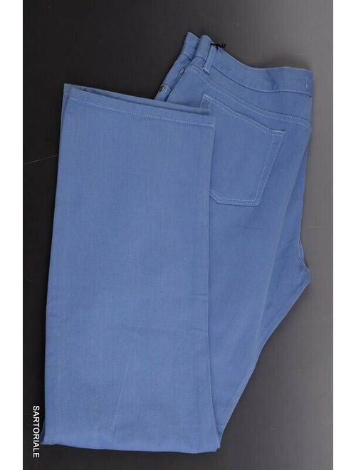 RUBINACCI Napoli Solid Blue Cotton Jeans Pants Straight NEW Classic Fit