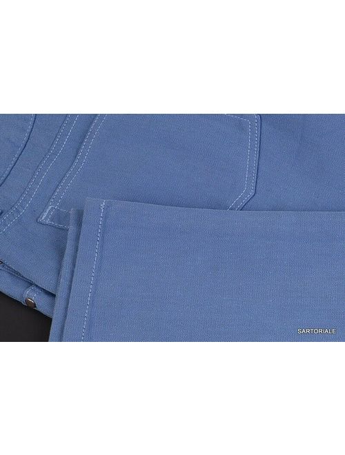 RUBINACCI Napoli Solid Blue Cotton Jeans Pants Straight NEW Classic Fit