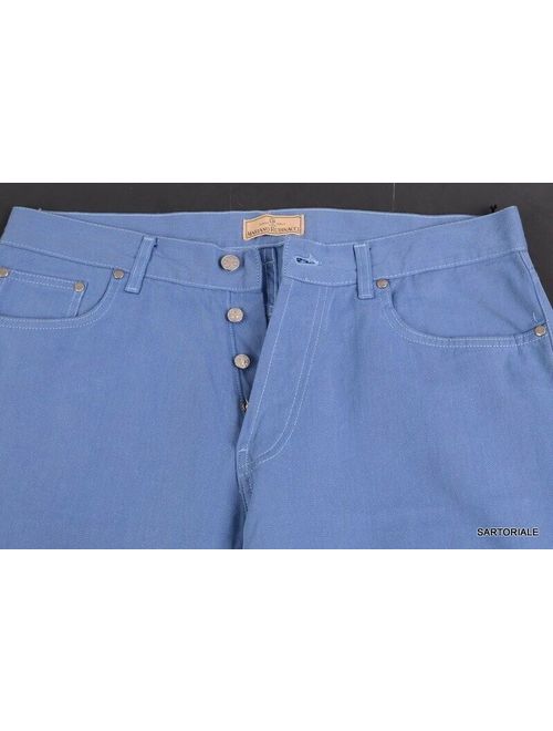 RUBINACCI Napoli Solid Blue Cotton Jeans Pants Straight NEW Classic Fit