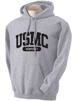 USMC Semper Fi Athletic Marines Hooded Sweatshirt in Gray