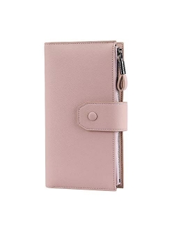 Itslife Women's Wallet RFID Blocking Large Capacity Luxury Wax Genuine Leather Wallet Card Holder Clutch Organizer Ladies Purse