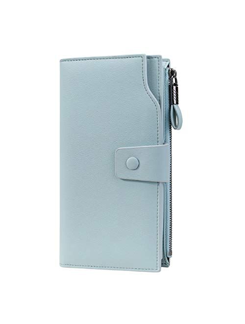 Itslife Women's Wallet RFID Blocking Large Capacity Luxury Wax Genuine Leather Wallet Card Holder Clutch Organizer Ladies Purse