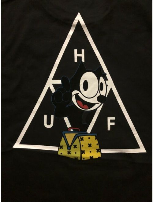 HUF X Felix The Cat Black Tee Shirt Size Large