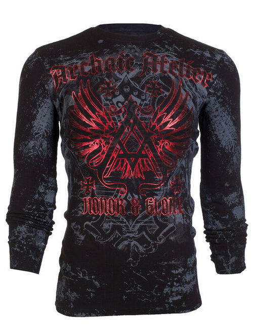 ARCHAIC by AFFLICTION Mens LONG SLEEVE THERMAL Shirt ACHILLES Biker $58 NWT