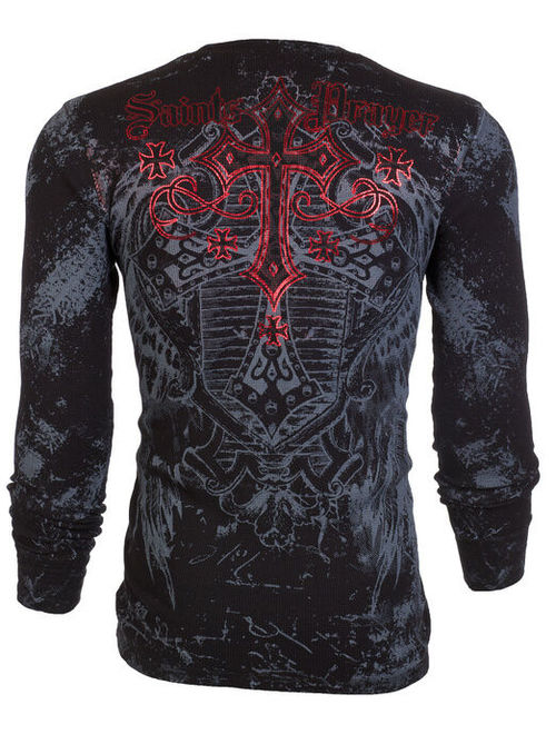 ARCHAIC by AFFLICTION Mens LONG SLEEVE THERMAL Shirt ACHILLES Biker $58 NWT