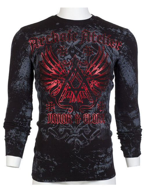 ARCHAIC by AFFLICTION Mens LONG SLEEVE THERMAL Shirt ACHILLES Biker $58 NWT