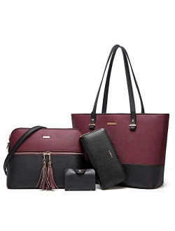 Elim & Paul Fashion Handbags Tote Bag Shoulder Bag Top Handle Satchel Purse Set 4pcs for women