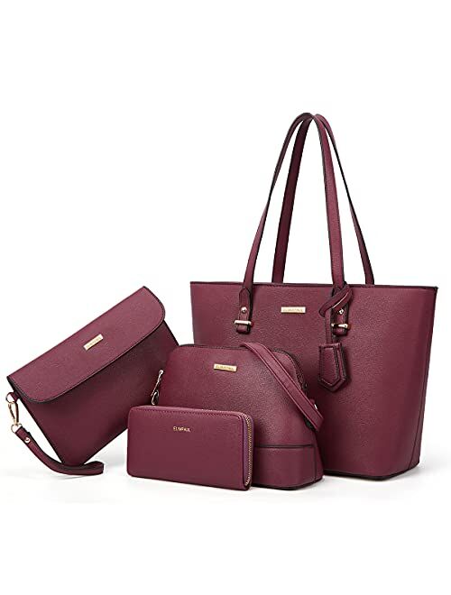 ELIMPAUL Elim & Paul Fashion Handbags Tote Bag Shoulder Bag Top Handle Satchel Purse Set 4pcs for women