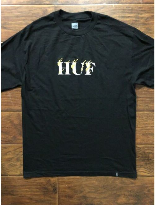 HUF Embroided Black Long Sleeve Tee Shirt Size Large