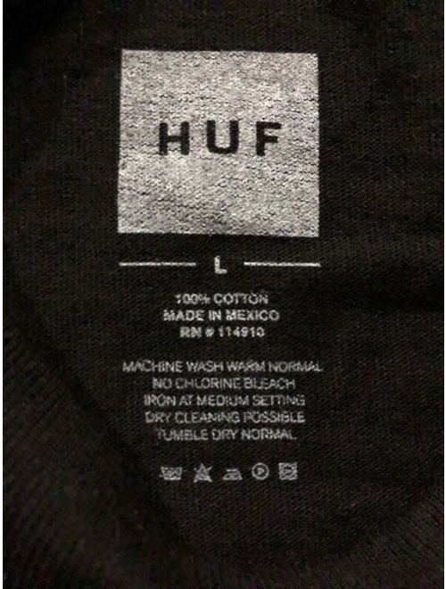 HUF Embroided Black Long Sleeve Tee Shirt Size Large