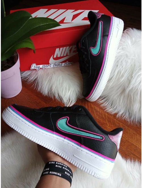 black pink and blue air force 1