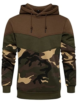 Mooncolour Mens Novelty Color Block Hoodies Cozy Sport Outwear