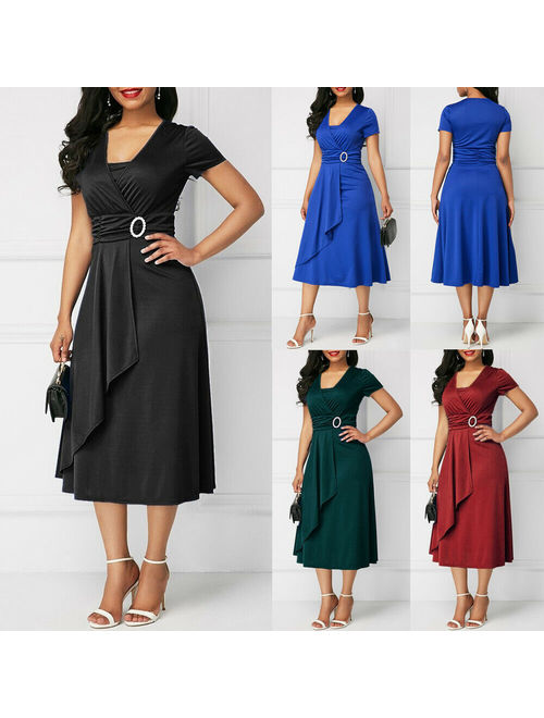 Womens Plus Size Maxi Cocktail Party Wedding Evening Formal Midi Long Dresses