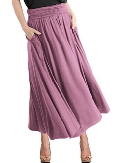 TRENDY UNITED Women's High Waist Fold Over Pocket Shirring Skirt