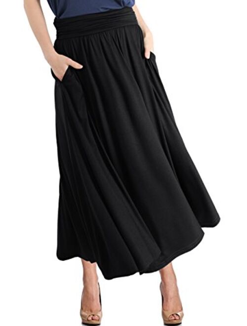 TRENDY UNITED Women's High Waist Fold Over Pocket Shirring Skirt