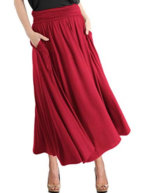 TRENDY UNITED Women's High Waist Fold Over Pocket Shirring Skirt