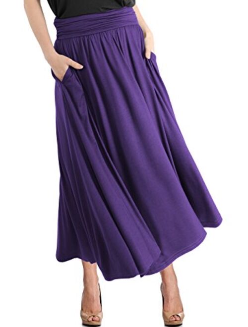 TRENDY UNITED Women's High Waist Fold Over Pocket Shirring Skirt