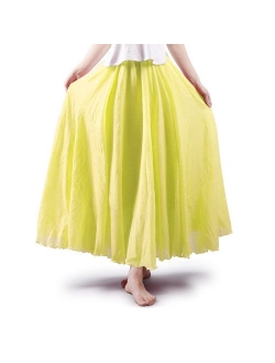 OCHENTA Women's Bohemian Elastic Waist Flowing Maxi Skirt