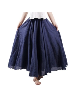 OCHENTA Women's Bohemian Elastic Waist Flowing Maxi Skirt