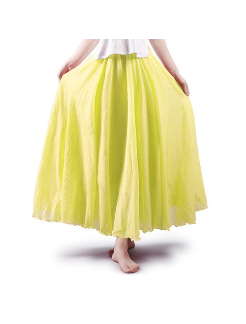 OCHENTA Women's Bohemian Elastic Waist Flowing Maxi Skirt