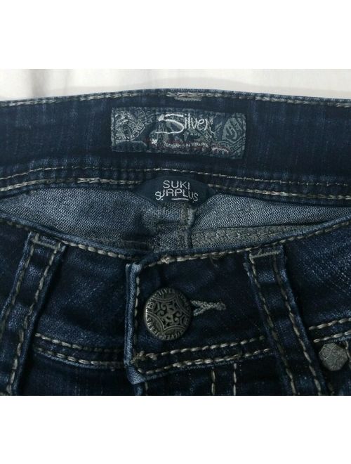 Silver Suki Surplus Dark Wash Flap Pocket Bootcut Stretch Jeans Size 27x34 Long