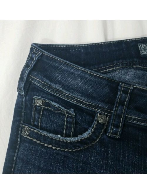 Silver Suki Surplus Dark Wash Flap Pocket Bootcut Stretch Jeans Size 27x34 Long