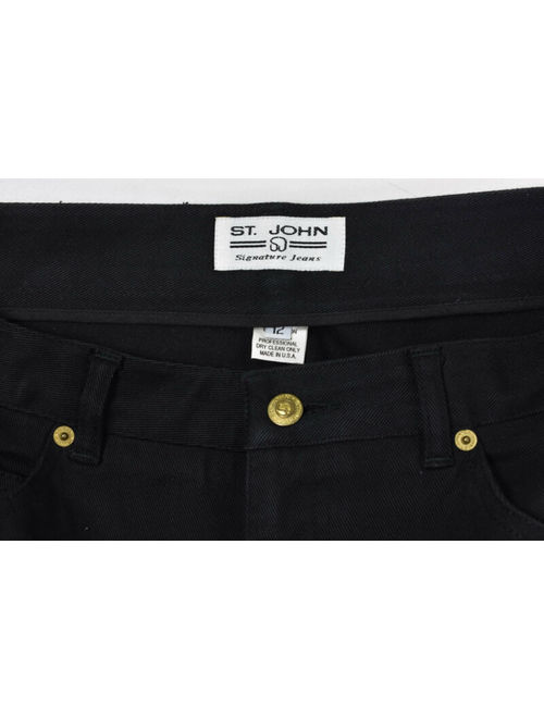 ST. JOHN Solid Black SIGNATURE JEANS High-Waist Five-Pocket Straight Leg 12 31