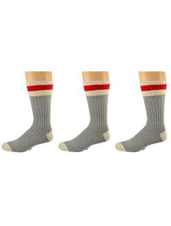 Sierra Socks 3 Pair Pack Wool Striped Boot Work Men's Socks M6400 (Sock Size 10-13, Shoe Size 9-13, Grey)