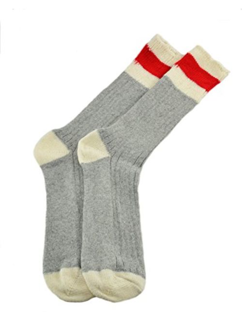 Sierra Socks 3 Pair Pack Wool Striped Boot Work Men's Socks M6400 (Sock Size 10-13, Shoe Size 9-13, Grey)