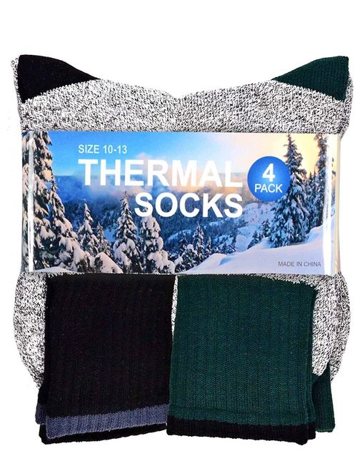 Soxnet Eco Friendly Heavy Weight Recyled Cotton Thermals Boot Socks 4 Pairs (9-11, Color Tipping)