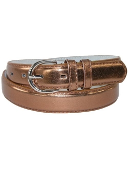 Women's Leather 1 1/8 Inch Metallic Dress Belt