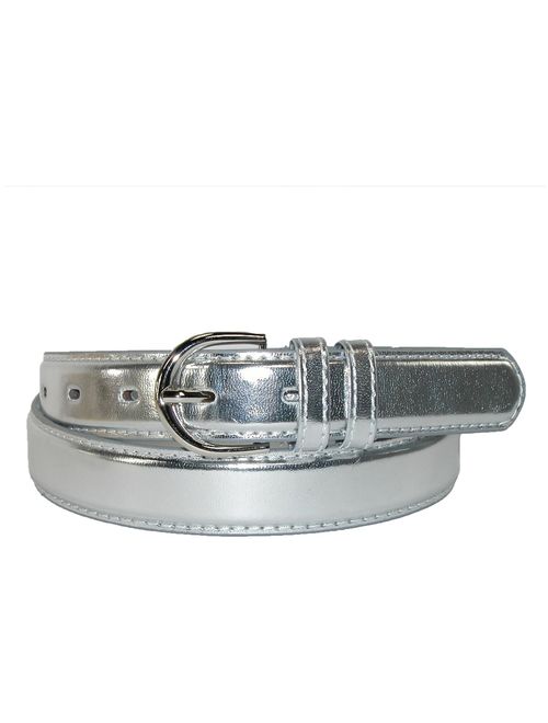 Women's Leather 1 1/8 Inch Metallic Dress Belt