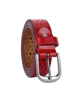 Women's Multi-Hole Carved Pin Buckle Hollow Leather Belt