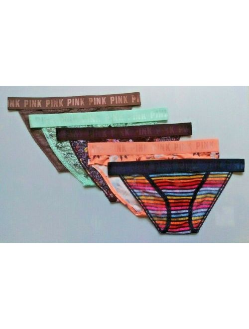 PINK by Victoria's Secret Lot pack of 5 Cotton&Lace Bikini Panties sz L