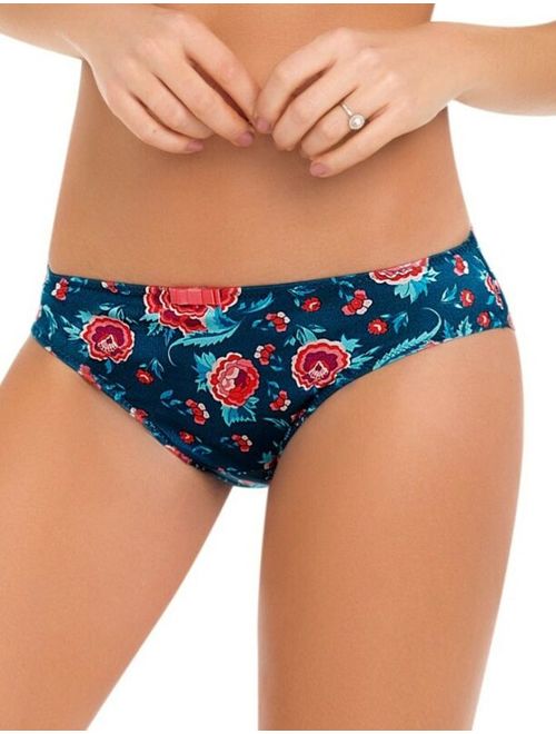 Women Panties,Bikinis"ILUSION"Size L.Floral Satin Soft Shiny W/Decoration Mexico