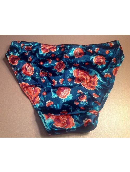 Women Panties,Bikinis"ILUSION"Size L.Floral Satin Soft Shiny W/Decoration Mexico