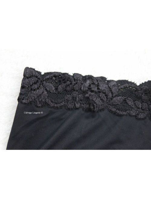 NWT NATORI 756037 Lace Trim Nylon Boyshorts, Black (001)