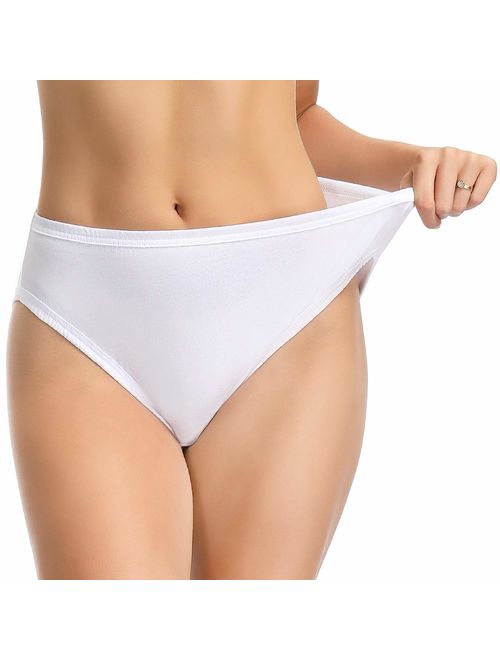 Wingslove 3 Pack Women's Comfort Soft Cotton Plus Size Underwear High-Cut Brief Panty